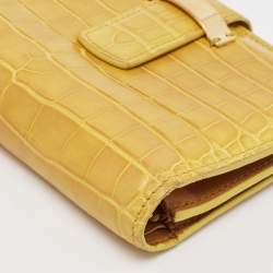 Loro Piana Yellow Crocodile Compact Wallet