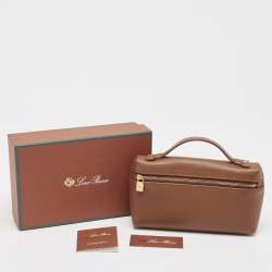 Pre Owned Loro Piana Brown Leather Extra Pocket L19 Pouch