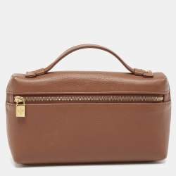Pre Owned Loro Piana Brown Leather Extra Pocket L19 Pouch