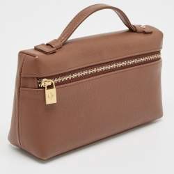 Pre Owned Loro Piana Brown Leather Extra Pocket L19 Pouch