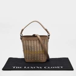 Pre Owned Loro Piana Beige Leather Woven  Bucket Bag