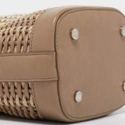 Pre Owned Loro Piana Beige Leather Woven  Bucket Bag