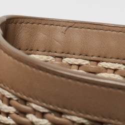 Pre Owned Loro Piana Beige Leather Woven  Bucket Bag
