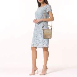 Pre Owned Loro Piana Beige Leather Woven  Bucket Bag