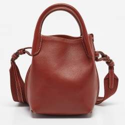 Loro Piana Brick Brown Leather Micro Bale Shoulder Bag