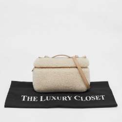 Pre Owned Loro Piana Beige/Off White Leather and Wool Extra Pocket L19 Pouch Bag