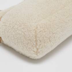 Pre Owned Loro Piana Beige/Off White Leather and Wool Extra Pocket L19 Pouch Bag