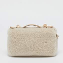 Pre Owned Loro Piana Beige/Off White Leather and Wool Extra Pocket L19 Pouch Bag