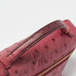 Pre Owned Loro Piana Fuchsia Pink Ostrich Leather Extra Pocket L19 Pouch