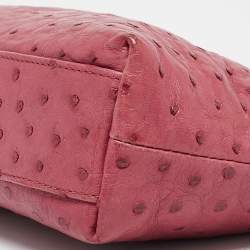 Pre Owned Loro Piana Fuchsia Pink Ostrich Leather Extra Pocket L19 Pouch