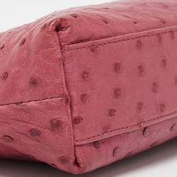 Pre Owned Loro Piana Fuchsia Pink Ostrich Leather Extra Pocket L19 Pouch