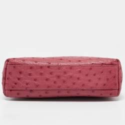 Pre Owned Loro Piana Fuchsia Pink Ostrich Leather Extra Pocket L19 Pouch