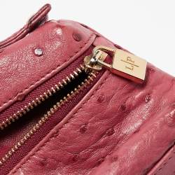 Pre Owned Loro Piana Fuchsia Pink Ostrich Leather Extra Pocket L19 Pouch