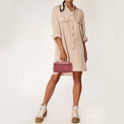 Pre Owned Loro Piana Fuchsia Pink Ostrich Leather Extra Pocket L19 Pouch