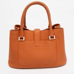 Loro Piana Orange Leather Bellevue Odessa Tote