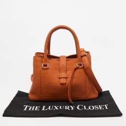 Loro Piana Orange Leather Bellevue Odessa Tote