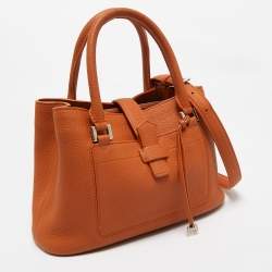 Loro Piana Orange Leather Bellevue Odessa Tote