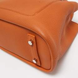 Loro Piana Orange Leather Bellevue Odessa Tote