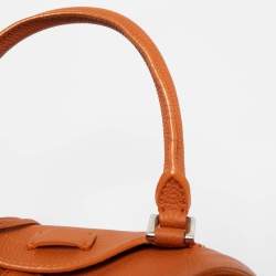 Loro Piana Orange Leather Bellevue Odessa Tote
