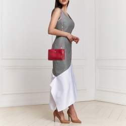 Loro Piana Red Croc Embossed Leather Cluisee Top Handle Bag