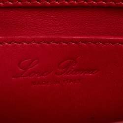 Loro Piana Red Croc Embossed Leather Cluisee Top Handle Bag