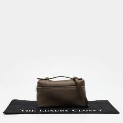Pre Owned Loro Piana Dark Beige Leather Extra Pocket L19 Pouch Bag