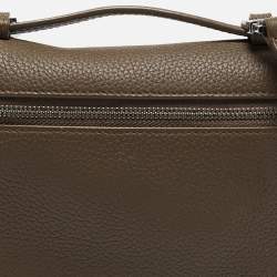 Pre Owned Loro Piana Dark Beige Leather Extra Pocket L19 Pouch Bag