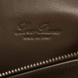 Pre Owned Loro Piana Dark Beige Leather Extra Pocket L19 Pouch Bag
