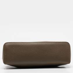 Pre Owned Loro Piana Dark Beige Leather Extra Pocket L19 Pouch Bag
