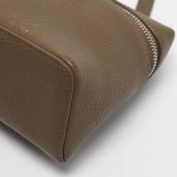 Pre Owned Loro Piana Dark Beige Leather Extra Pocket L19 Pouch Bag