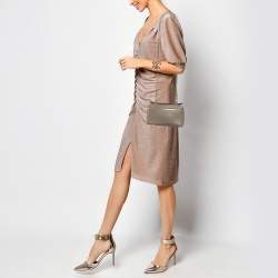 Pre Owned Loro Piana Dark Beige Leather Extra Pocket L19 Pouch Bag