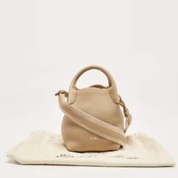 Pre Owned Loro Piana Beige Leather Micro Bale Bucket Bag