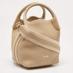 Pre Owned Loro Piana Beige Leather Micro Bale Bucket Bag