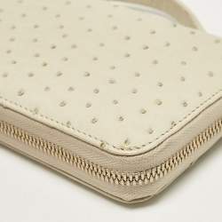 Loro Piana Ivory Ostrich Zip Around Wallet