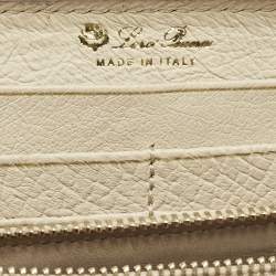 Loro Piana Ivory Ostrich Zip Around Wallet