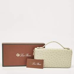 Loro Piana Ivory Ostrich Zip Around Wallet