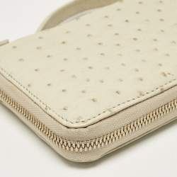 Loro Piana Ivory Ostrich Zip Around Wallet