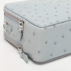 Pre Owned Loro Piana Grey Ostrich Leather Mini Clui Crossbody Bag