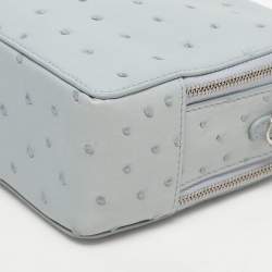 Pre Owned Loro Piana Grey Ostrich Leather Mini Clui Crossbody Bag