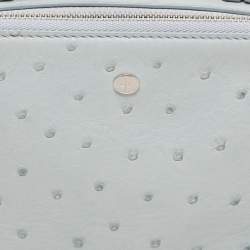 Pre Owned Loro Piana Grey Ostrich Leather Mini Clui Crossbody Bag