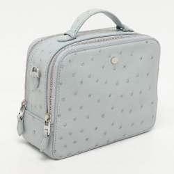 Pre Owned Loro Piana Grey Ostrich Leather Mini Clui Crossbody Bag