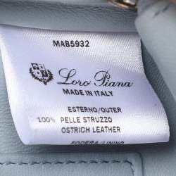 Pre Owned Loro Piana Grey Ostrich Leather Mini Clui Crossbody Bag