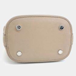 Pre Owned Loro Piana Beige Leather And Woven Straw Artemis Woven Bucket Bag