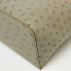 Pre Owned Loro Piana Light Grey Ostrich Extra Pocket L27 Bag