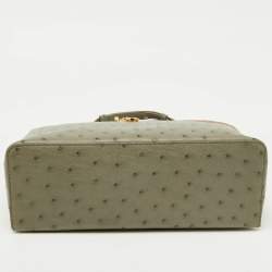 Pre Owned Loro Piana Light Grey Ostrich Extra Pocket L27 Bag