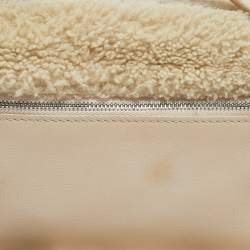 Loro Piana Ivory Leather and Shearling Fur Extra Pocket L19 Pouch