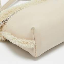 Loro Piana Ivory Leather and Shearling Fur Extra Pocket L19 Pouch