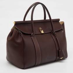 Loro Piana Dark Brown Leather Loom L32 Top Handle Bag