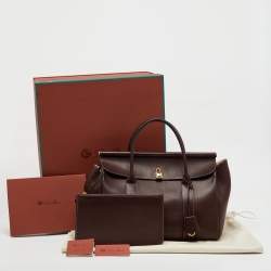 Loro Piana Dark Brown Leather Loom L32 Top Handle Bag