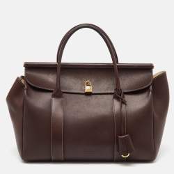 Loro Piana Dark Brown Leather Loom L32 Top Handle Bag
